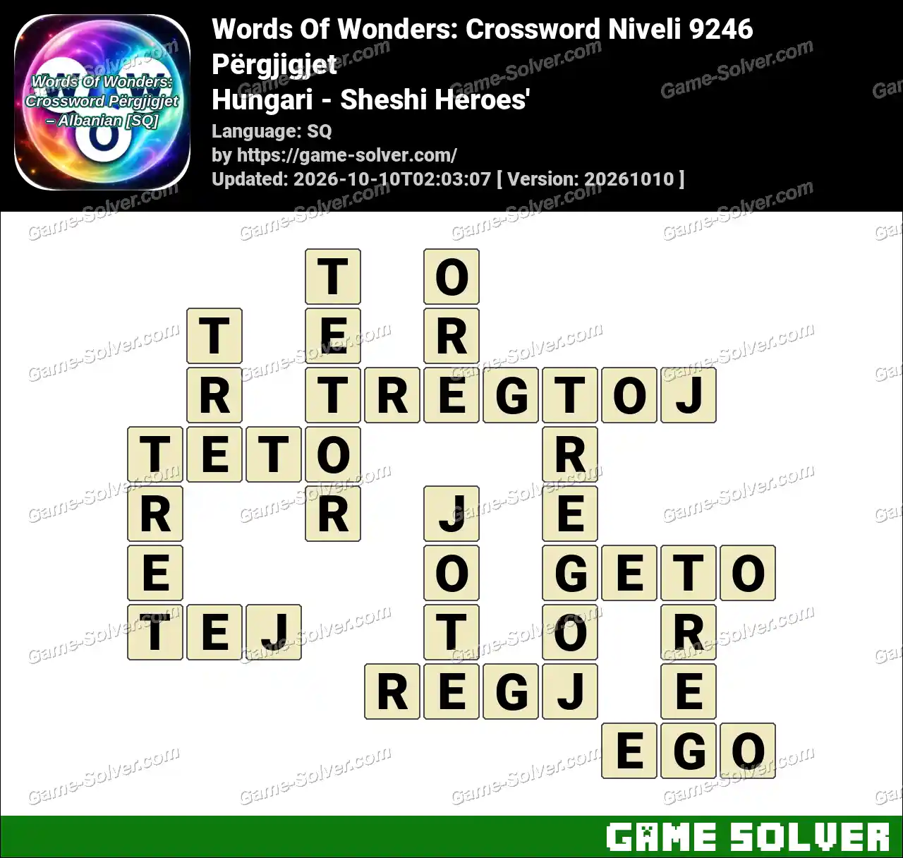 Words Of Wonders: Crossword Niveli 9246 Përgjigjet – Hungari – Sheshi Heroes’